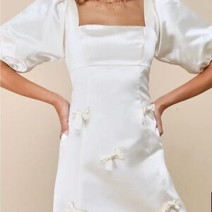 Lulu's Cream Puff Sleeve Mini Dress